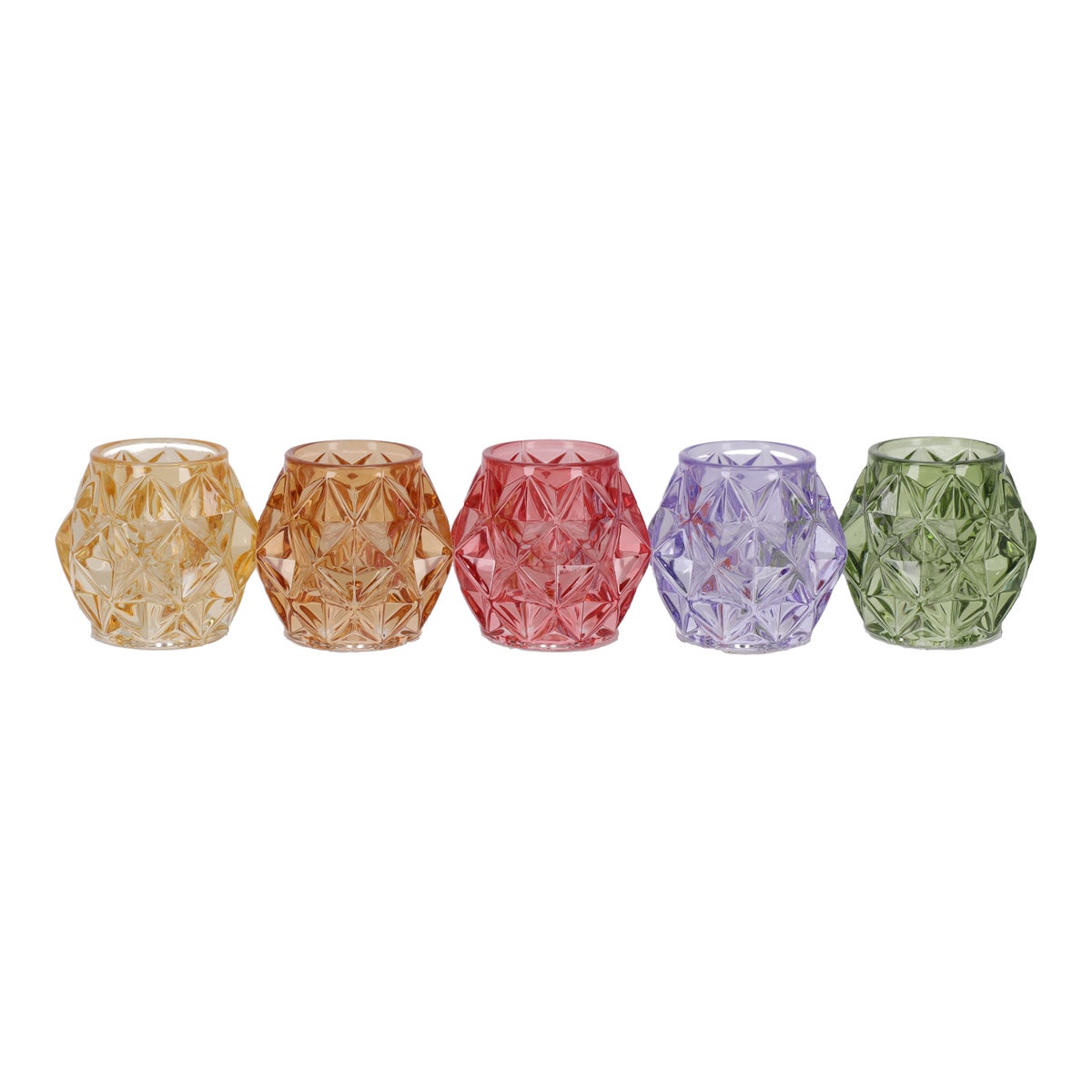Kaarshouder glas 7 cm 5 assorti Kaarshouder glas 7 cm 5 assorti