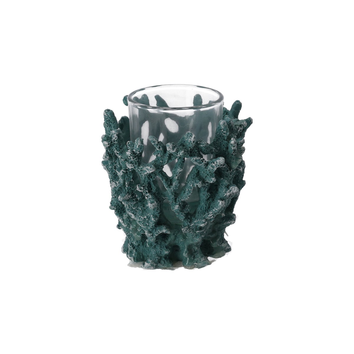 Theelichthouder koraal 8 cm blauw, 2 assorti Theelichthouder koraal 8 cm blauw, 2 assorti