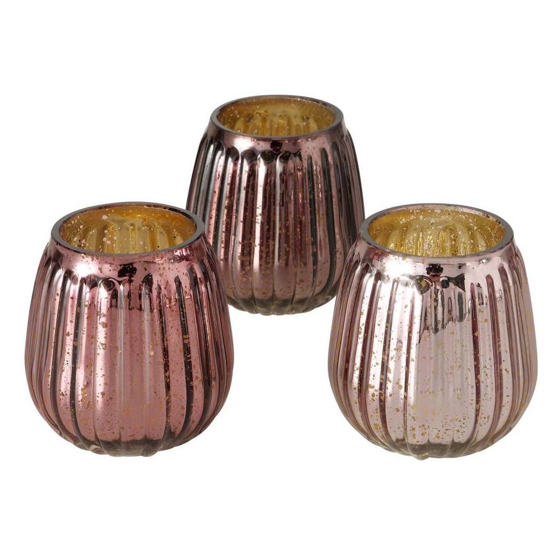 Windlicht Alisa roze 9 cm 3 assorti Windlicht Alisa roze 9 cm 3 assorti