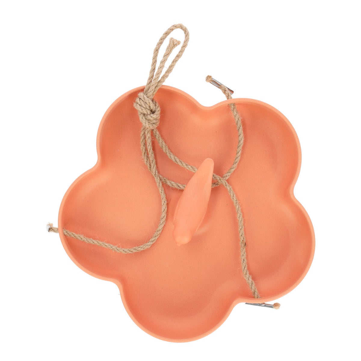 Voederschaal bamboe hangend 23 cm oranje Voederschaal bamboe hangend 23 cm oranje