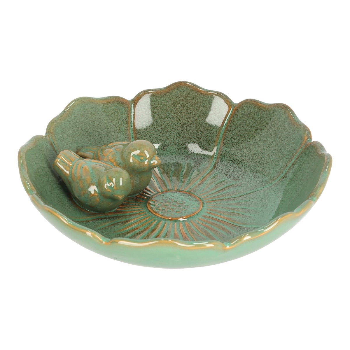 Vogelbad bloem olijf groen 23 cm Vogelbad bloem olijf groen 23 cm