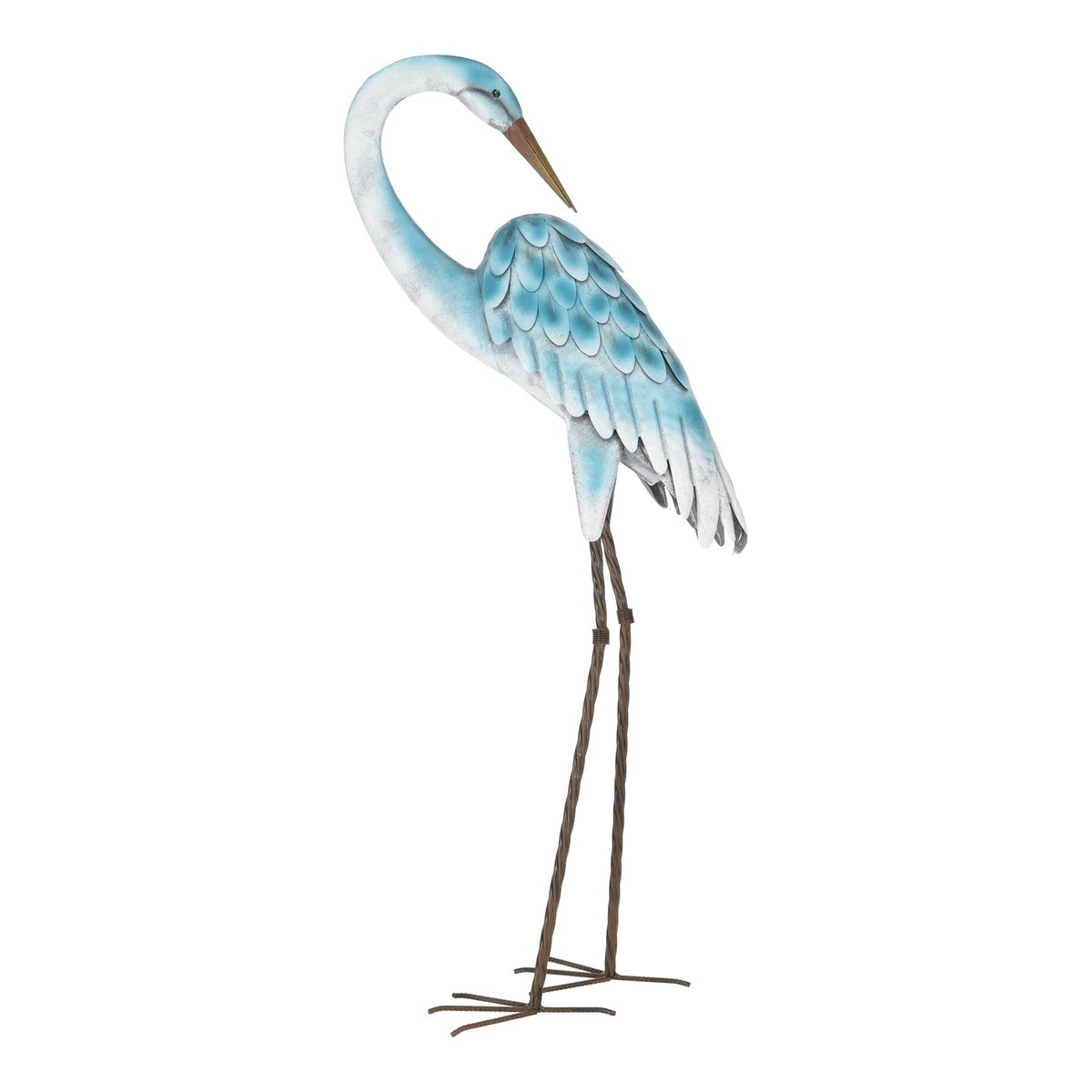 Beeld metaal kraanvogel blauw 110 cm Beeld metaal kraanvogel blauw 110 cm