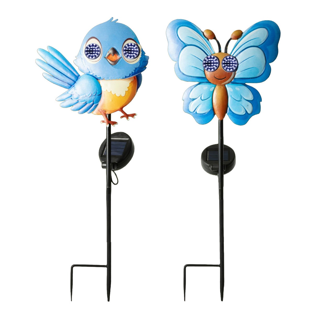 Steker solar vogel vlinder blauw 78 cm Steker solar vogel vlinder blauw 78 cm