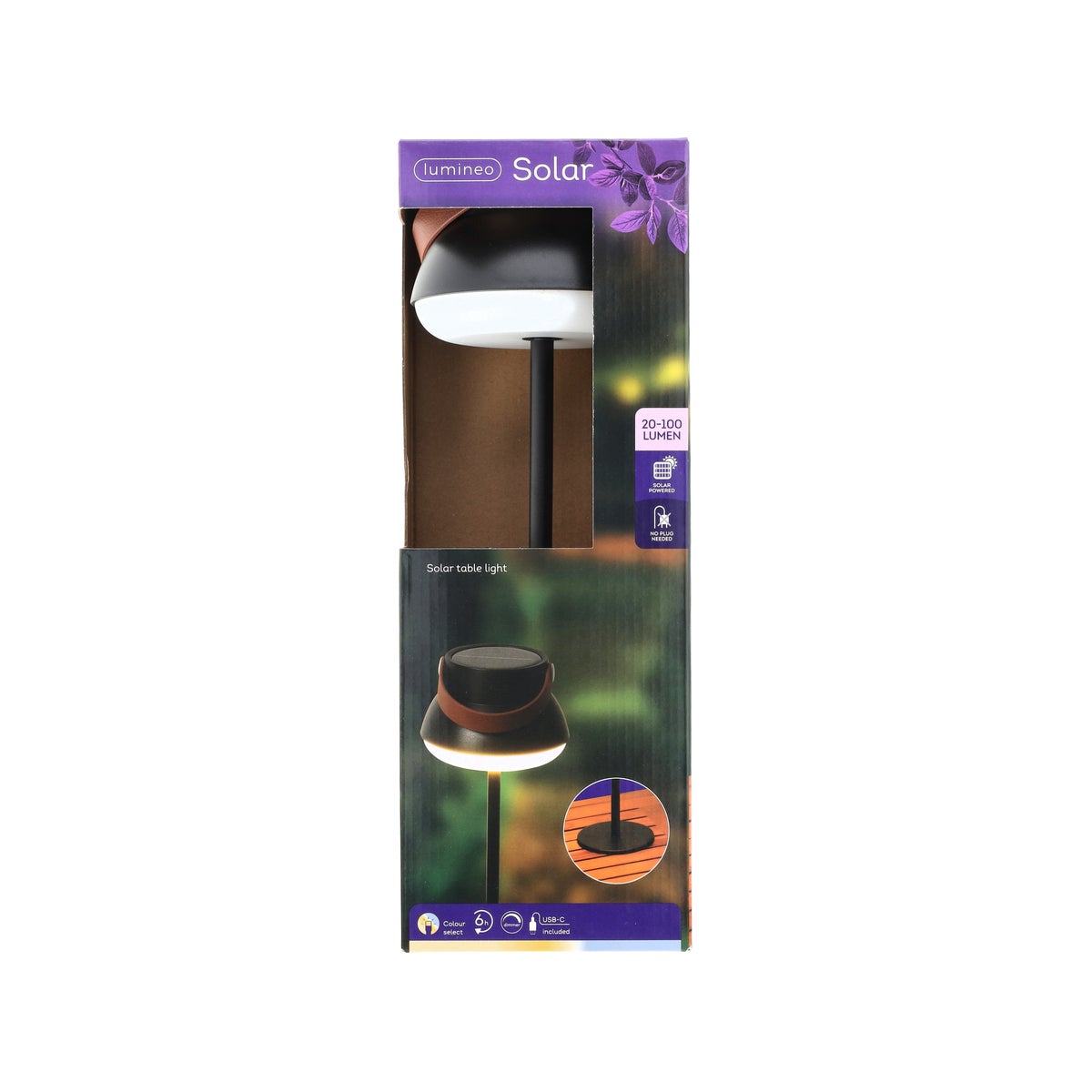 Tafellamp solar zwart met handvat 36 cm Tafellamp solar zwart met handvat 36 cm