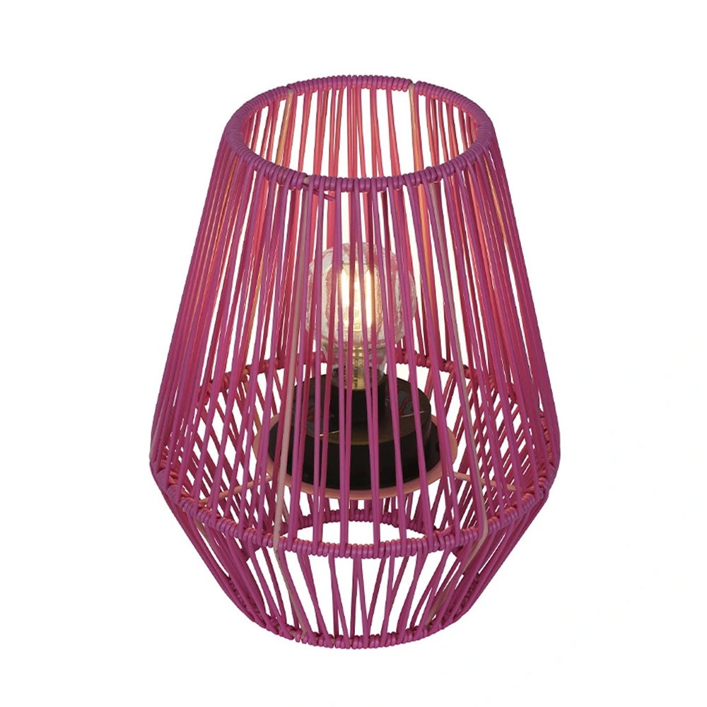 Lantaarn solar wicker 25 cm roze Lantaarn solar wicker 25 cm roze