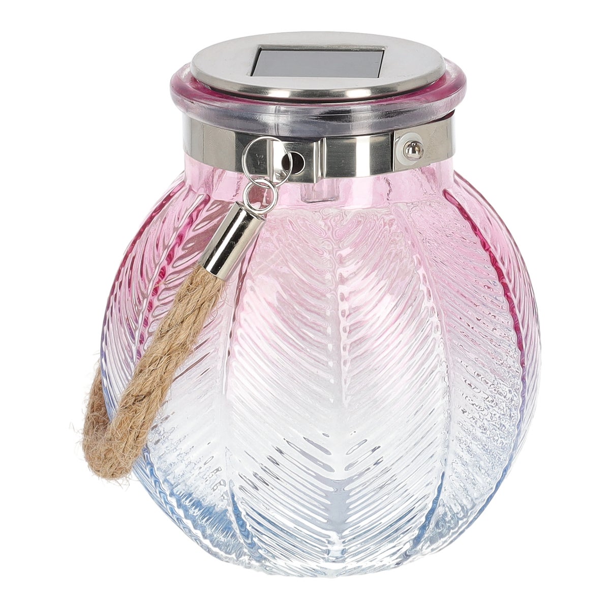 Lamp glas 12 cm paars-roze warmwit solar Lamp glas 12 cm paars-roze warmwit solar
