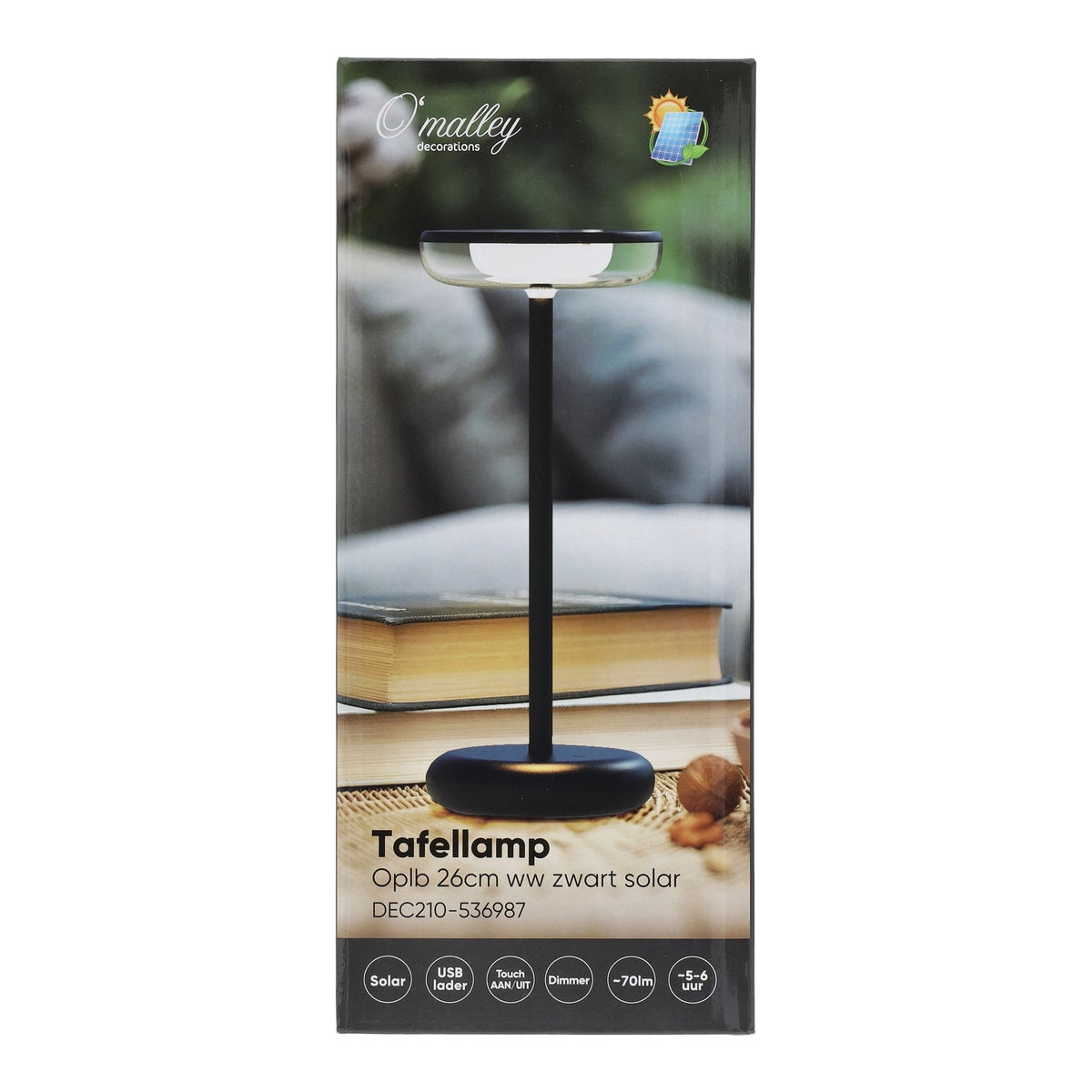 Tafellamp oplaadbaar 26 cm warmwit zwart solar Tafellamp oplaadbaar 26 cm warmwit zwart solar
