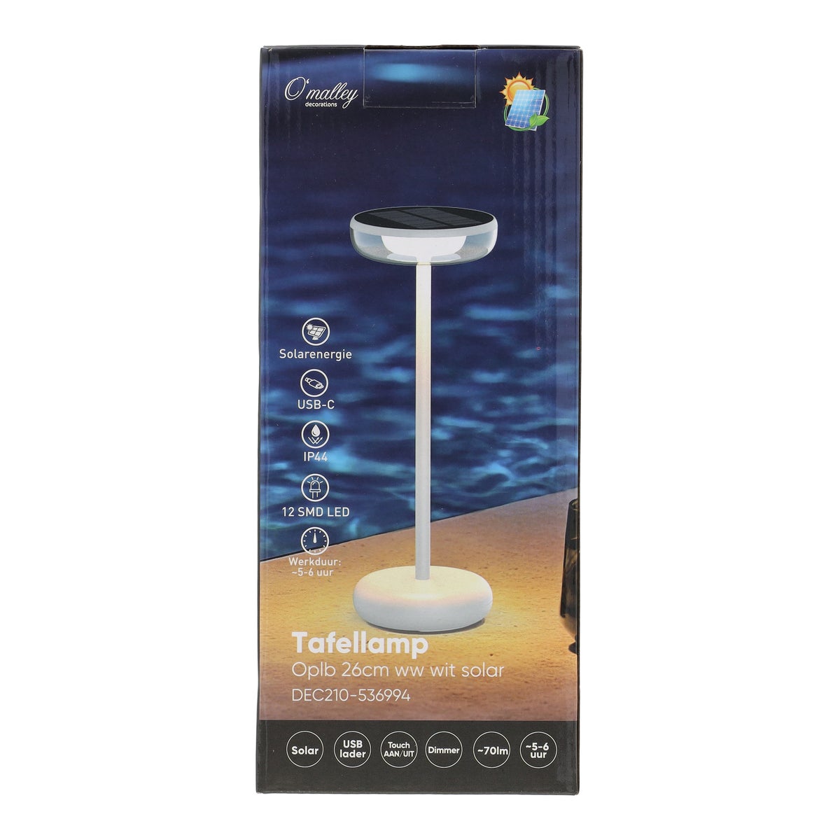 Tafellamp oplaadbaar 26 cm warmwit wit solar Tafellamp oplaadbaar 26 cm warmwit wit solar
