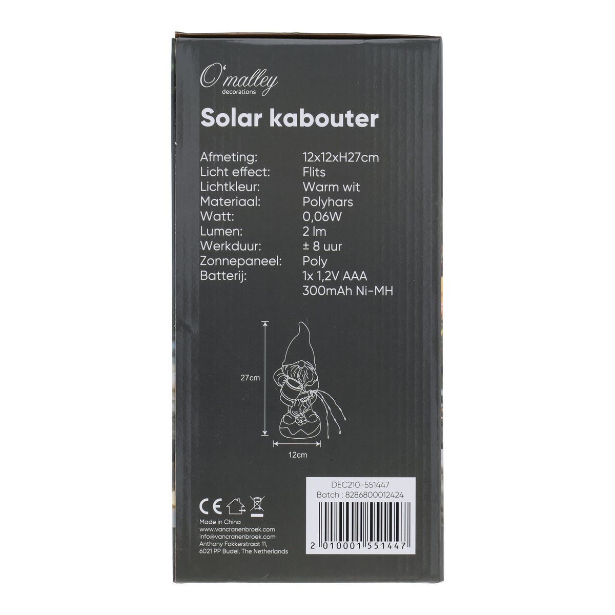 Kabouter gras gieter 27 cm solar Kabouter gras gieter 27 cm solar