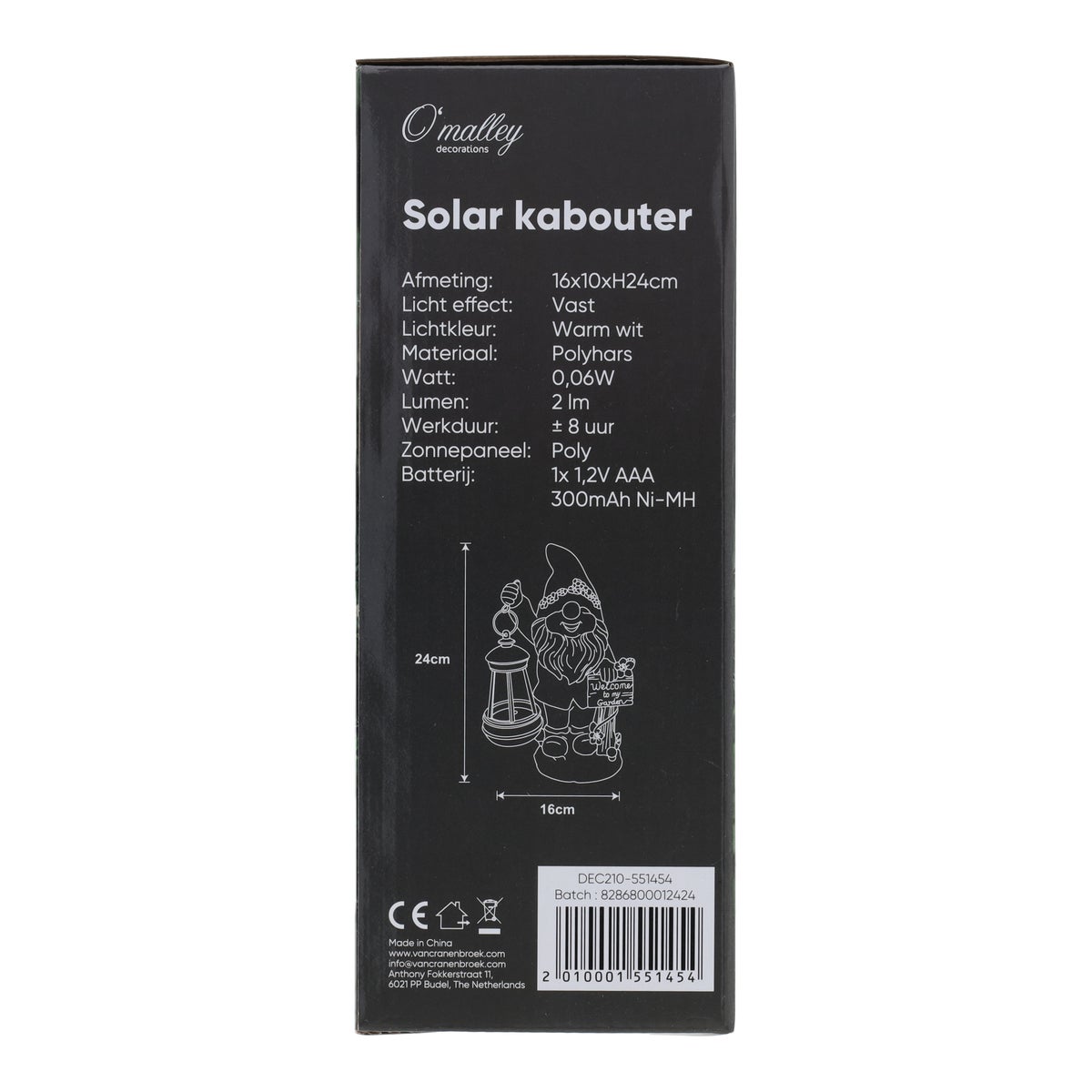 Kabouter gras lantaarn 24 cm solar Kabouter gras lantaarn 24 cm solar