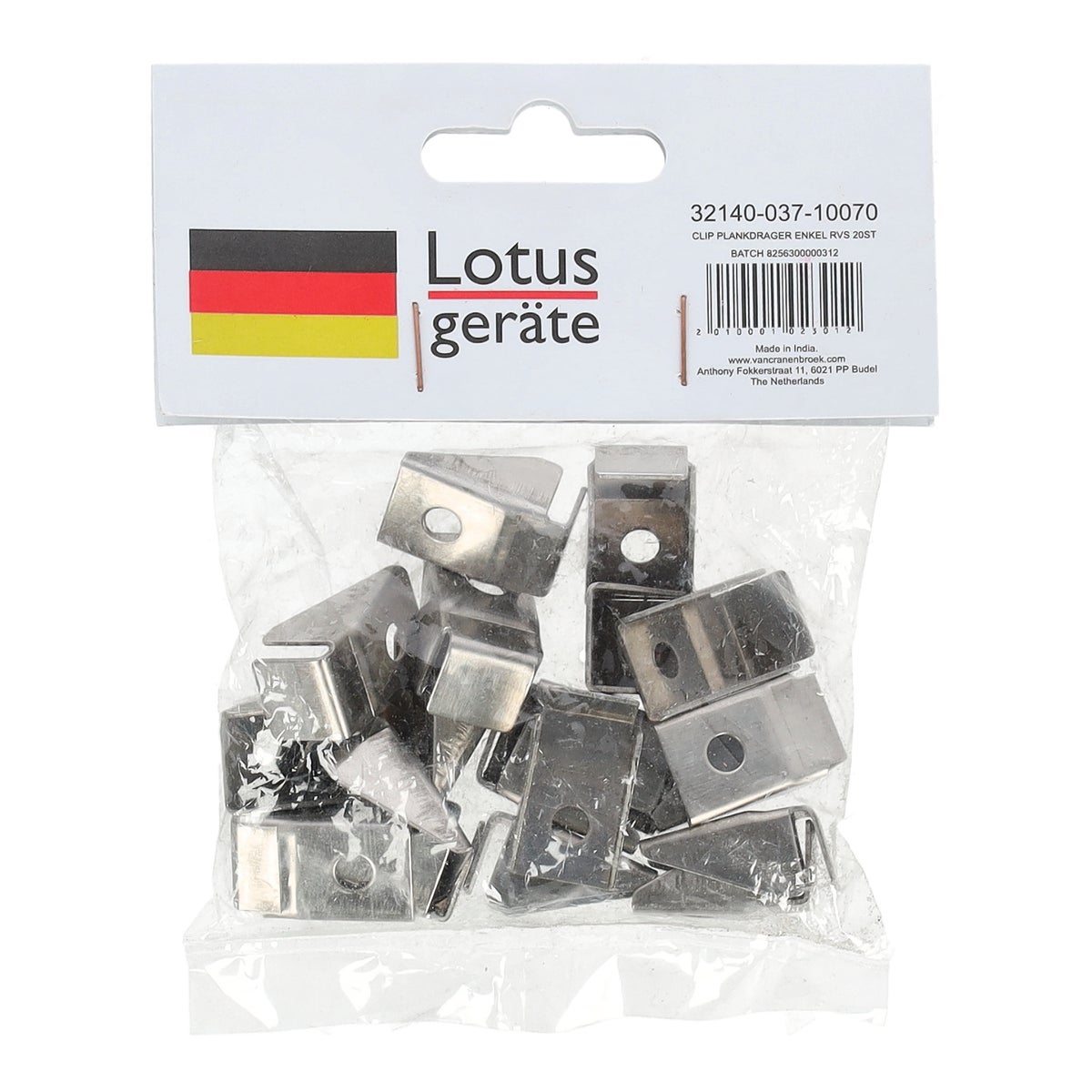 Clip plankdrager enkel RVS 20 stuks Clip plankdrager enkel RVS 20 stuks