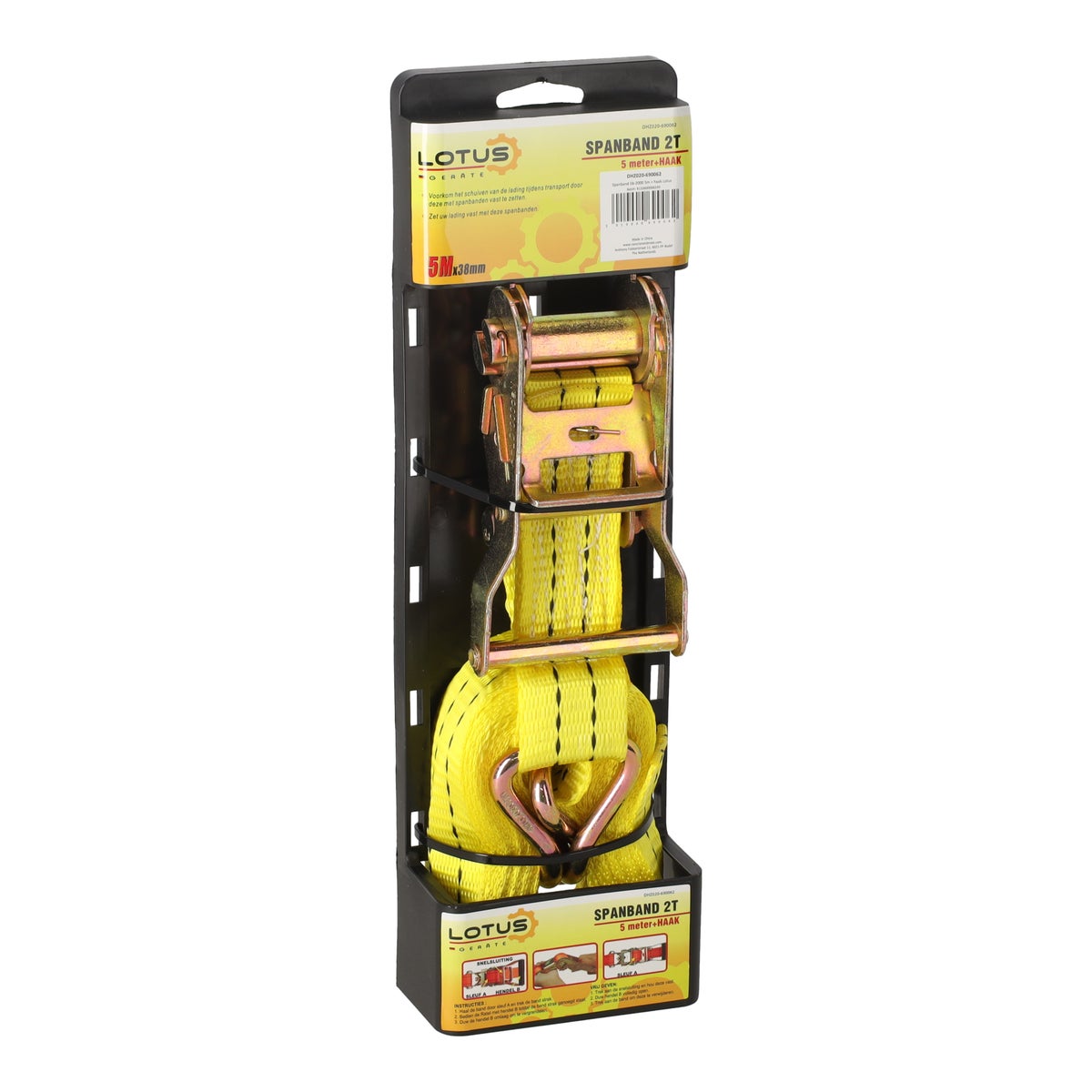 Spanband 5 m met ratel en haak Lotus Spanband 5 m met ratel en haak Lotus
