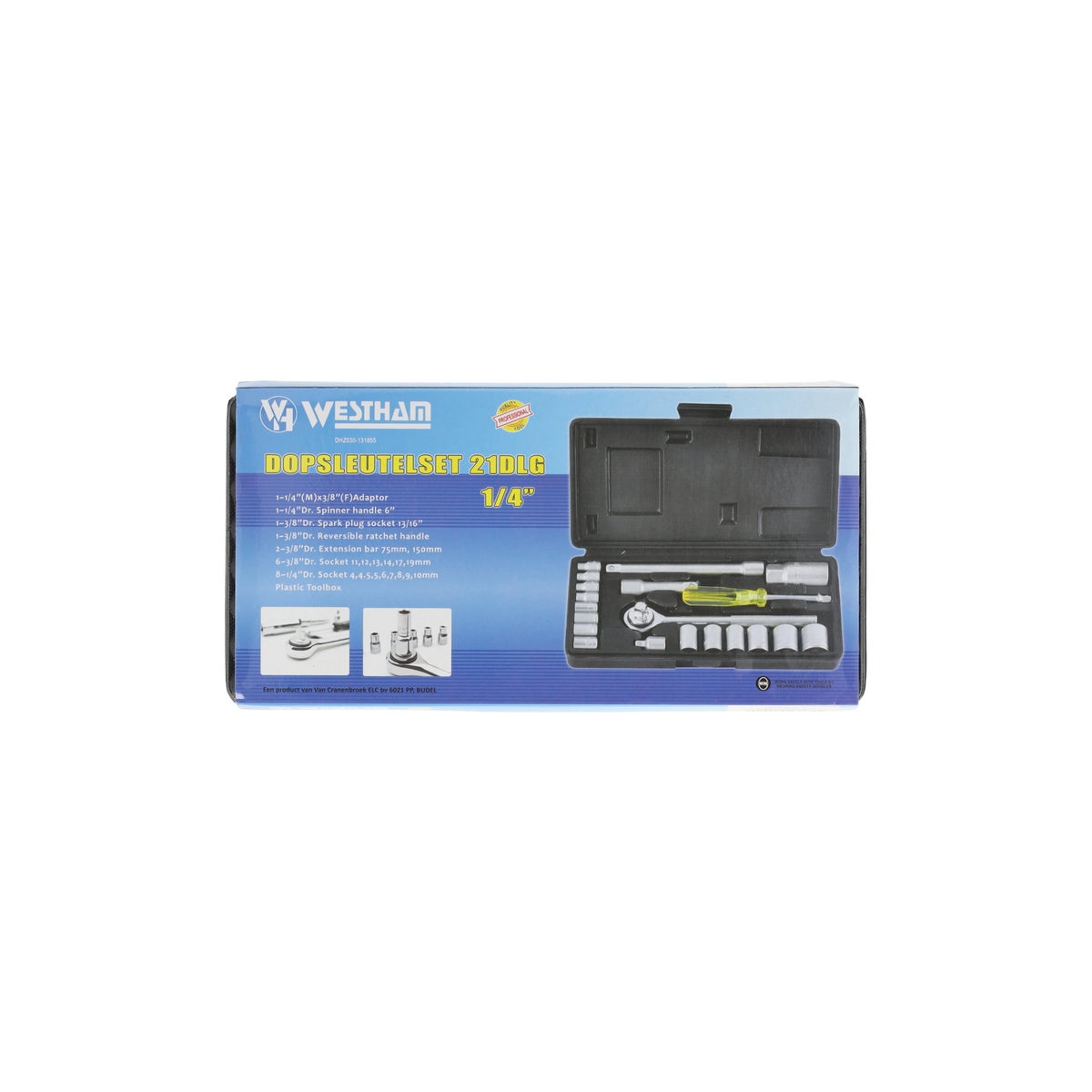 Dopsleutelset 21-delig 1/4" Westham Dopsleutelset 21-delig 1/4" Westham