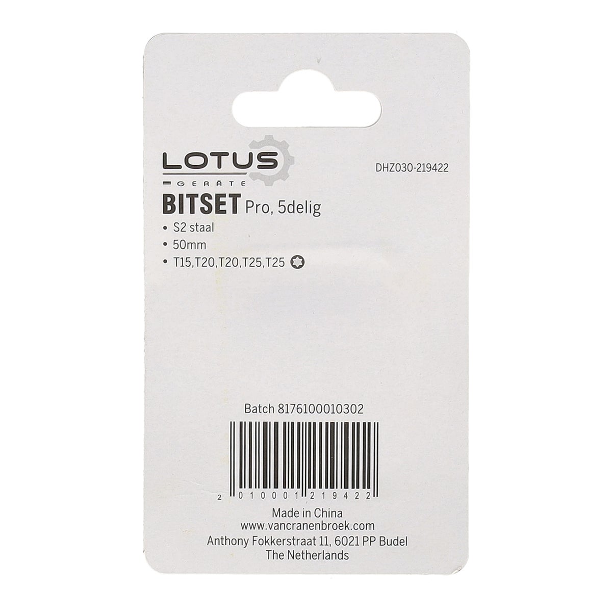 Bitset pro 5-delig torx 15-20-25 Lotus Bitset pro 5-delig torx 15-20-25 Lotus