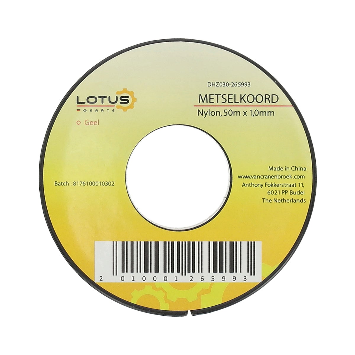 Metselkoord nylon geel 50 m x 1 mm Lotus Metselkoord nylon geel 50 m x 1 mm Lotus