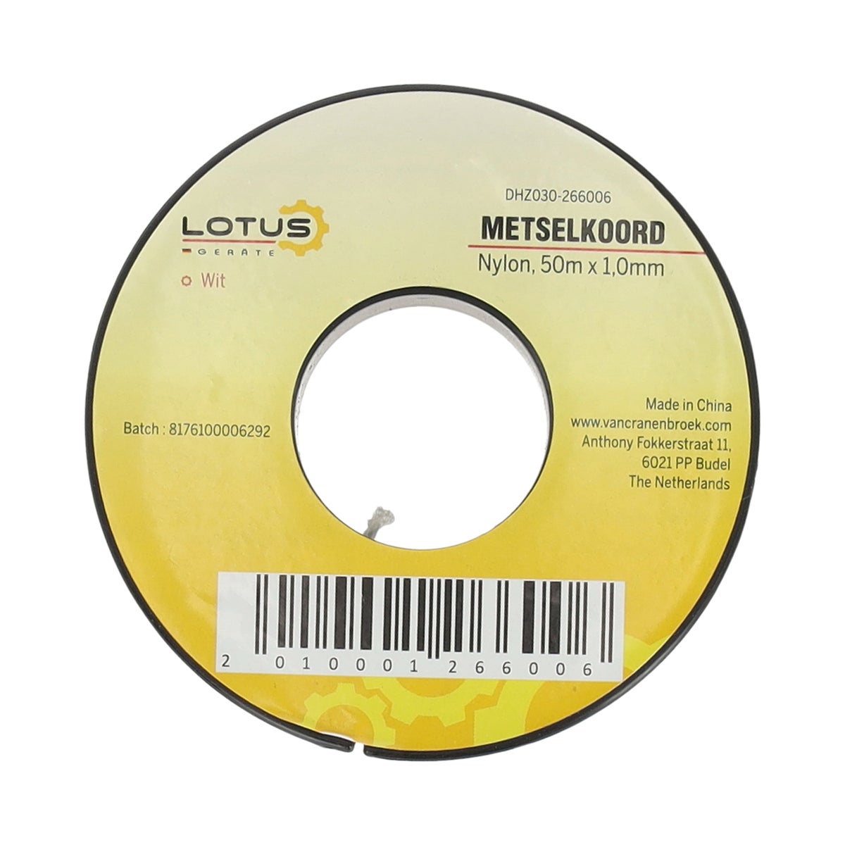 Metselkoord nylon wit 50 m x 1 mm Lotus Metselkoord nylon wit 50 m x 1 mm Lotus