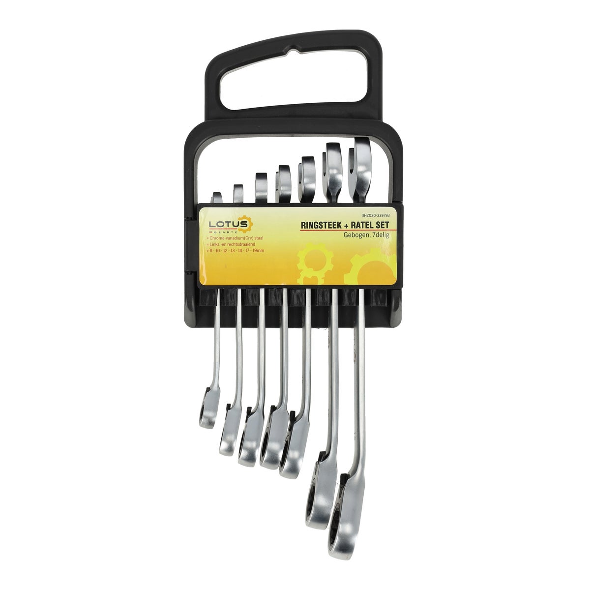 Ringsteek+ratel set gebogen 7-delig Lotus Ringsteek+ratel set gebogen 7-delig Lotus