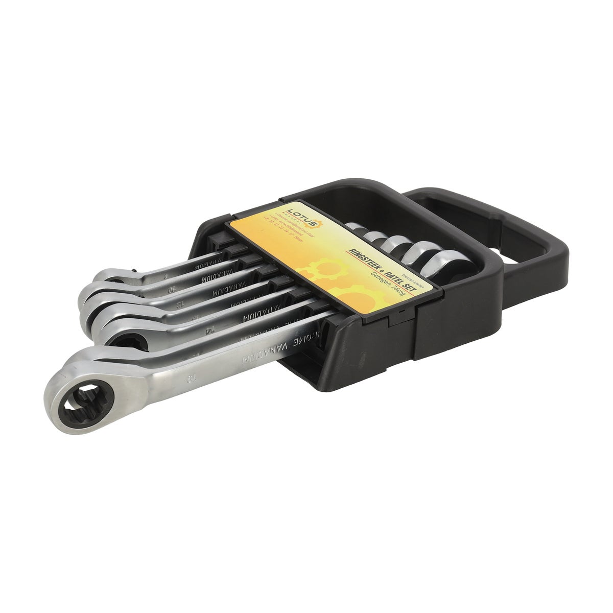 Ringsteek en ratel set gebogen 7-delig Lotus Ringsteek en ratel set gebogen 7-delig Lotus