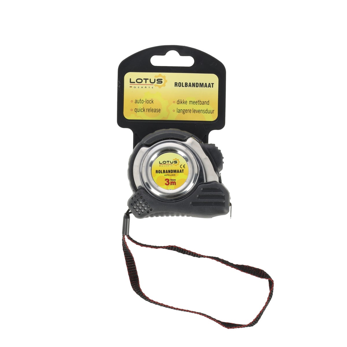 Rolbandmaat auto-lock 3 m - 16 mm RVS Lotus Rolbandmaat auto-lock 3 m - 16 mm RVS Lotus