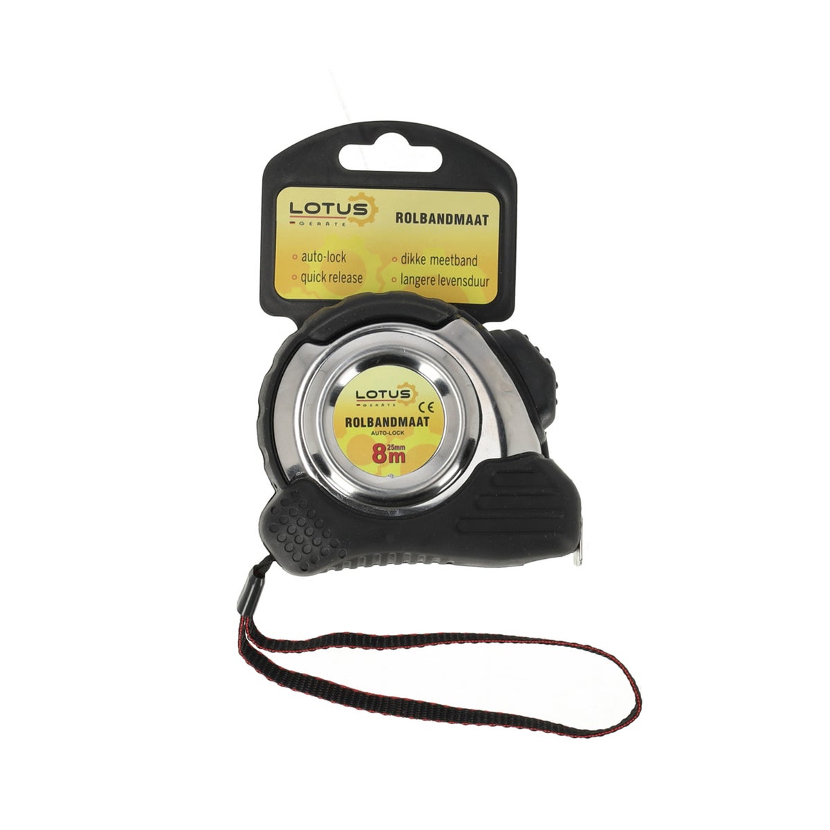 Rolbandmaat auto-lock 8 m - 25 mm RVS Lotus Rolbandmaat auto-lock 8 m - 25 mm RVS Lotus