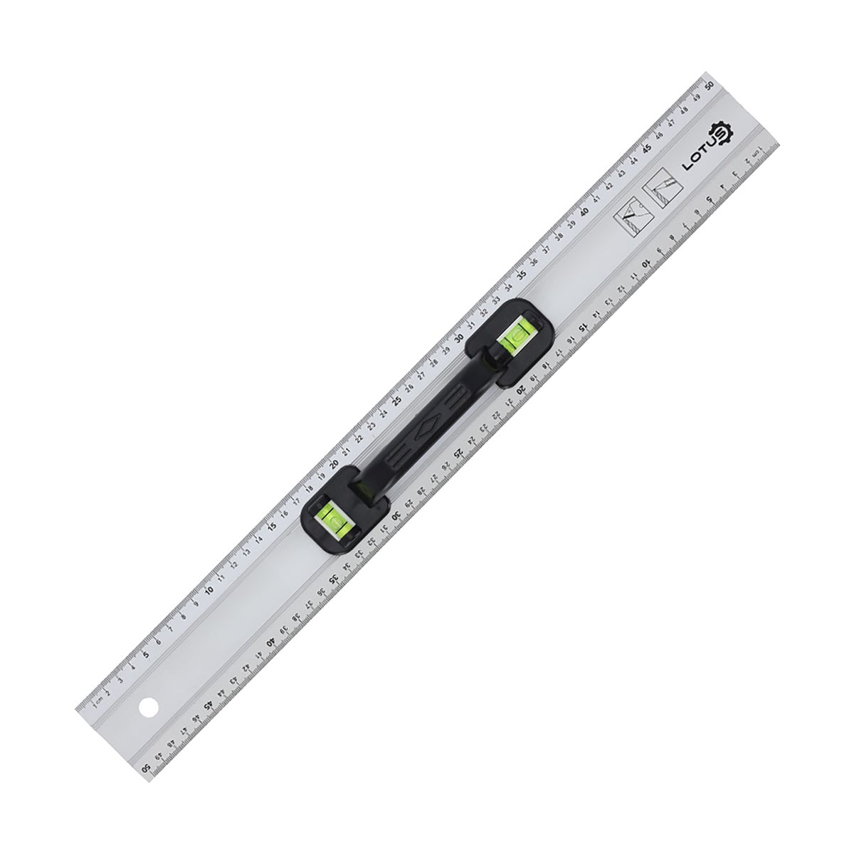 Aftekenliniaal met waterpas 500 mm Lotus Aftekenliniaal met waterpas 500 mm Lotus