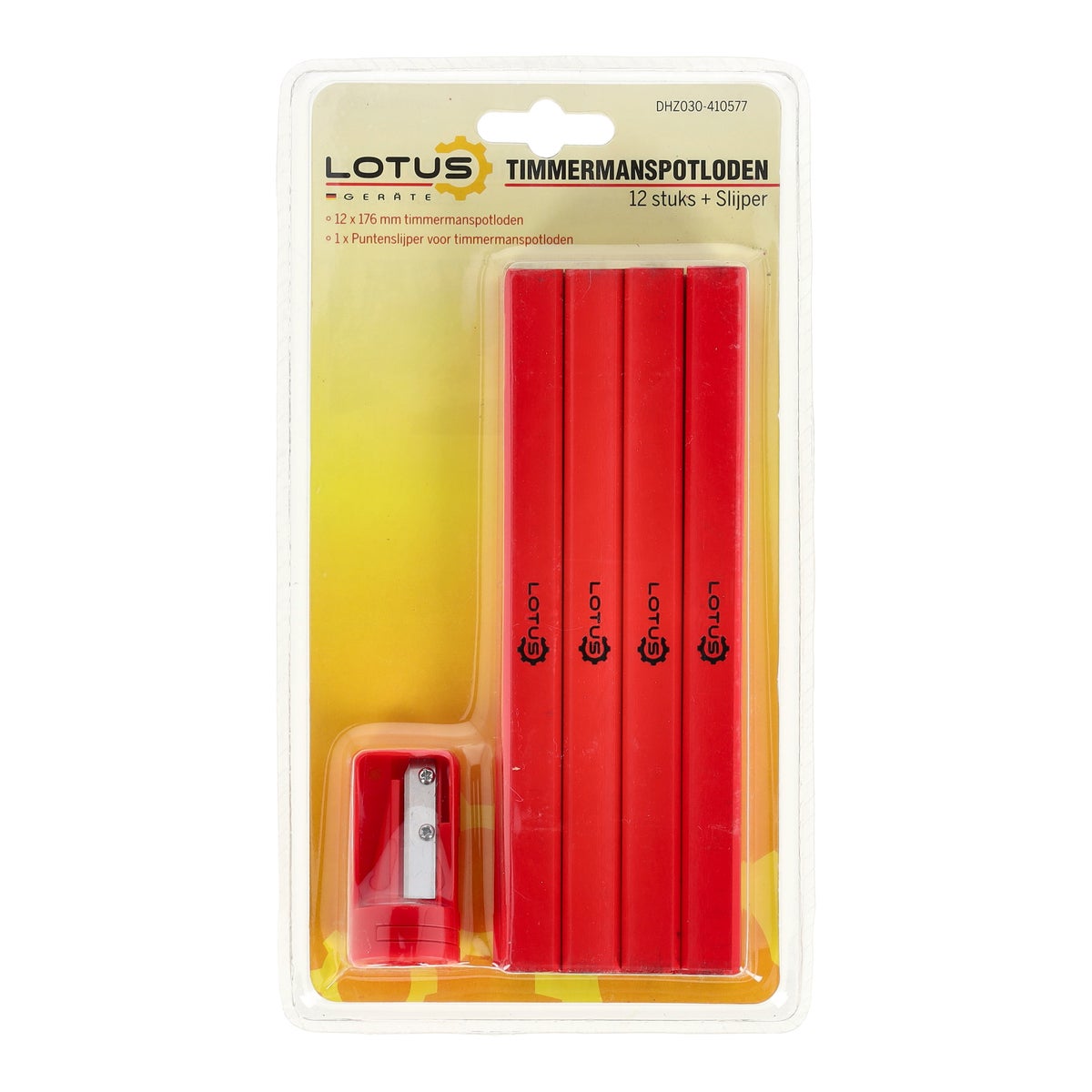 Timmermanspotloden 12 stuks +slijper Lotus Timmermanspotloden 12 stuks +slijper Lotus