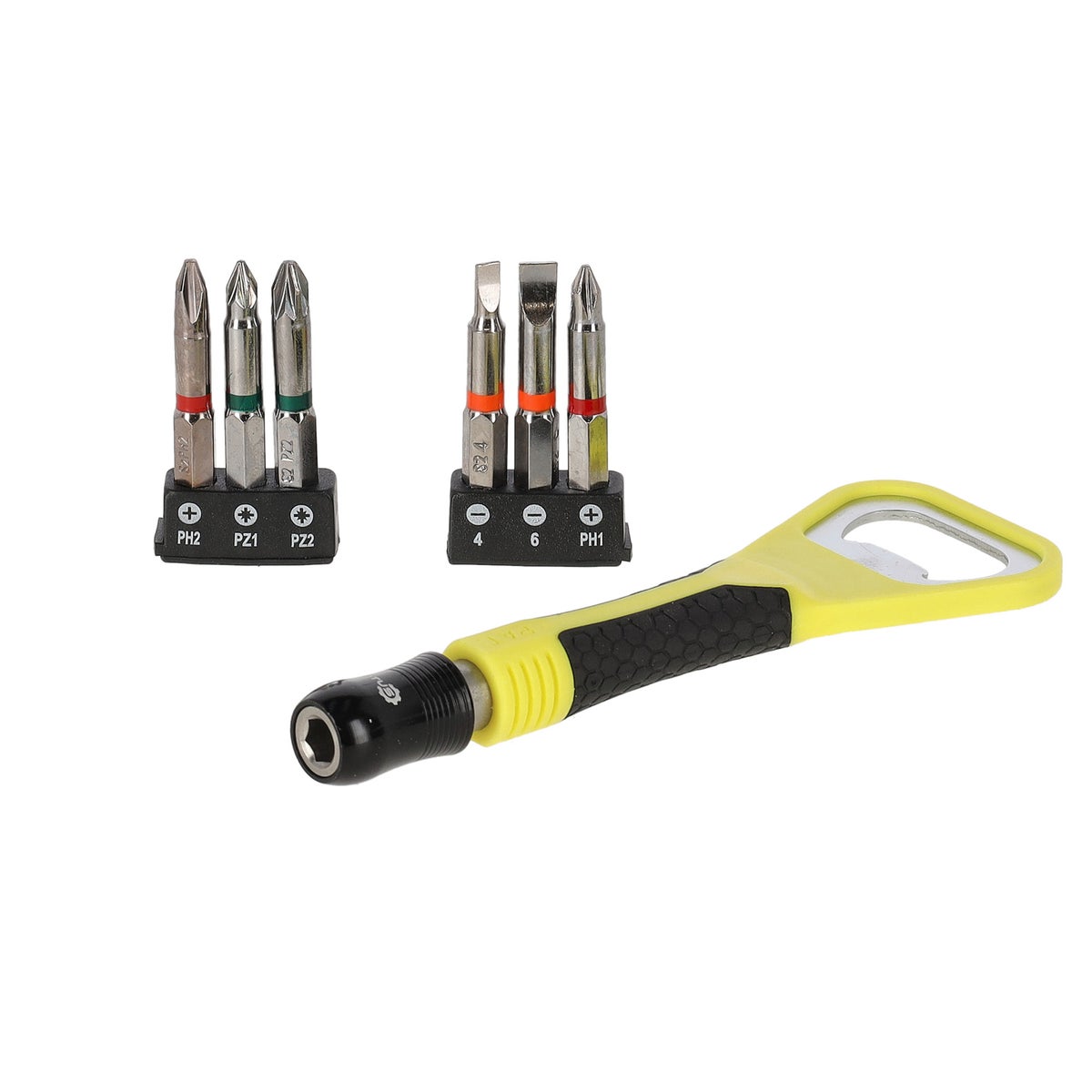 Flesopener met schroevendraaier en bits Flesopener met schroevendraaier en bits