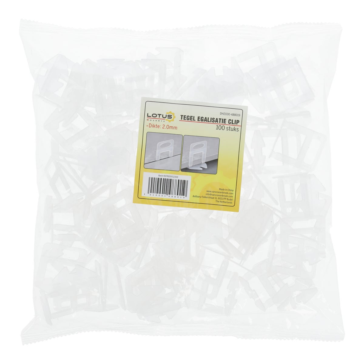 Tegel egalisatie clip 2,0 100 stuks Lotus Tegel egalisatie clip 2,0 100 stuks Lotus