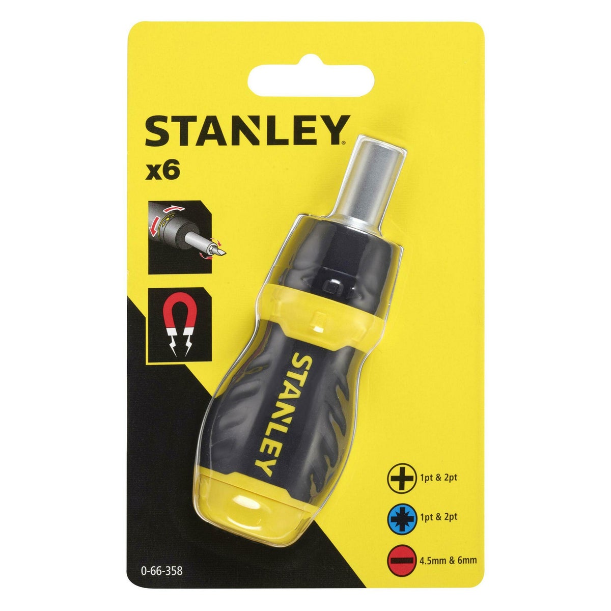 Schroevendraaier met ratel en bits Stubby Schroevendraaier met ratel en bits Stubby