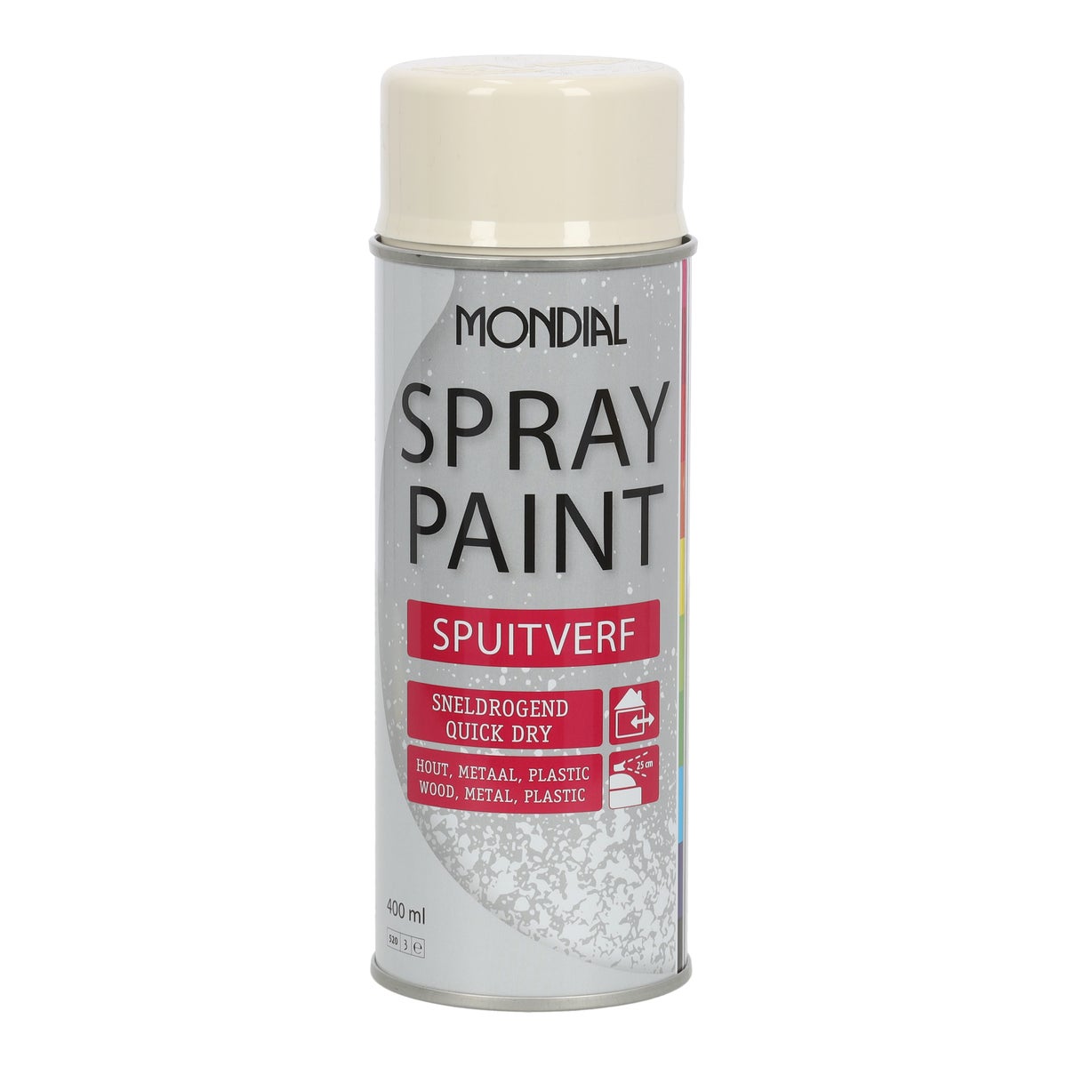 Spuitlak hoogglans RAL1013 parelwit 400 ml Mondial Spuitlak hoogglans RAL1013 parelwit 400 ml Mondial