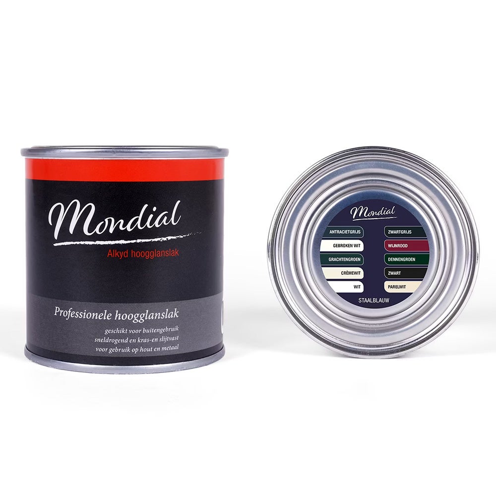 Hoogglans Alkyd RAL5011 staalblauw 250 ml Mondial Hoogglans Alkyd RAL5011 staalblauw 250 ml Mondial