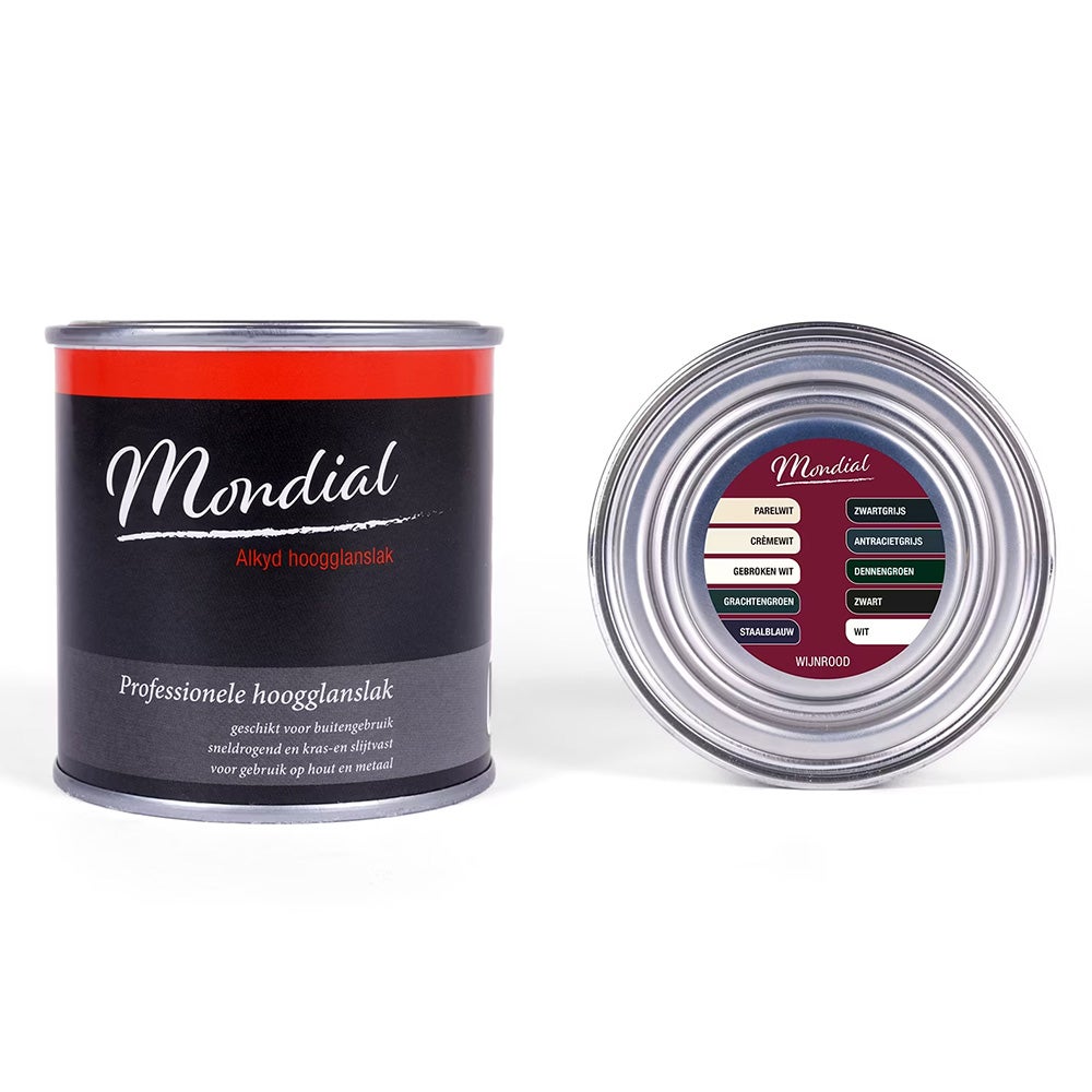 Hoogglans Alkyd RAL3005 wijnrood 250 ml Mondial Hoogglans Alkyd RAL3005 wijnrood 250 ml Mondial