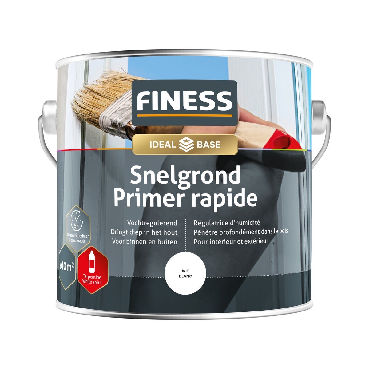 Grondverf sneldrogend wit 2.5L Finess Grondverf sneldrogend wit 2.5L Finess