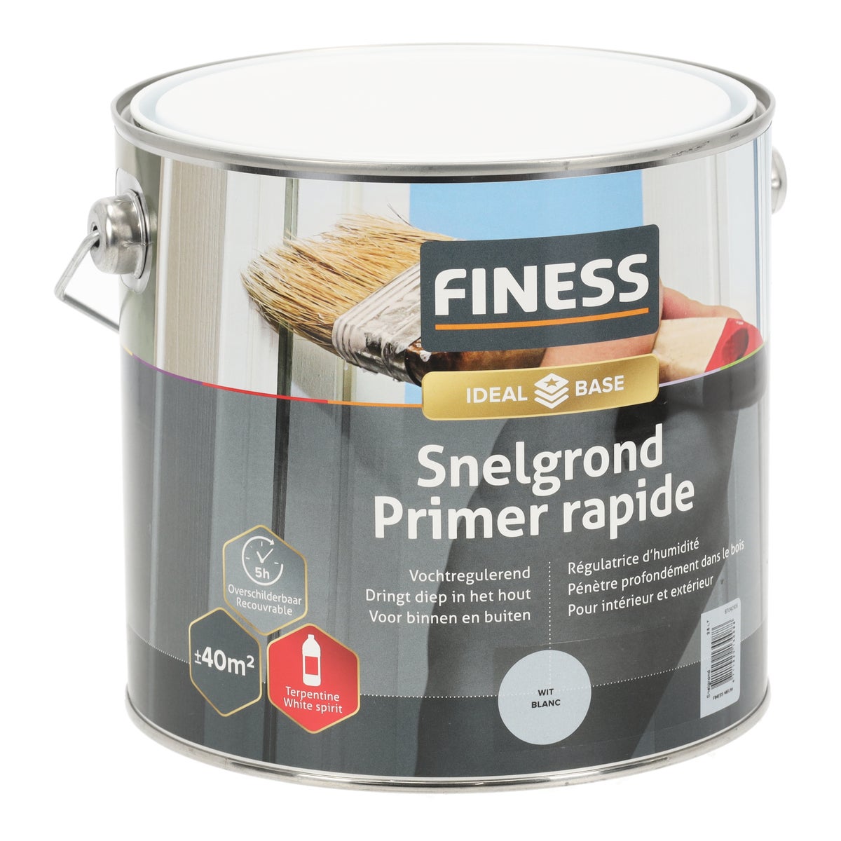 Grondverf sneldrogend wit 2.5L Finess Grondverf sneldrogend wit 2.5L Finess