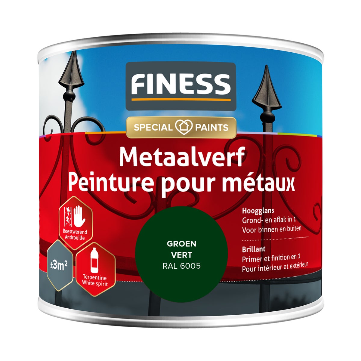 Metaalverf hoogglans groen 6005 250 Finess Metaalverf hoogglans groen 6005 250 Finess