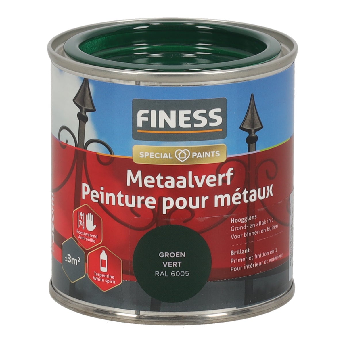 Metaalverf hoogglans groen 6005 250 Finess Metaalverf hoogglans groen 6005 250 Finess
