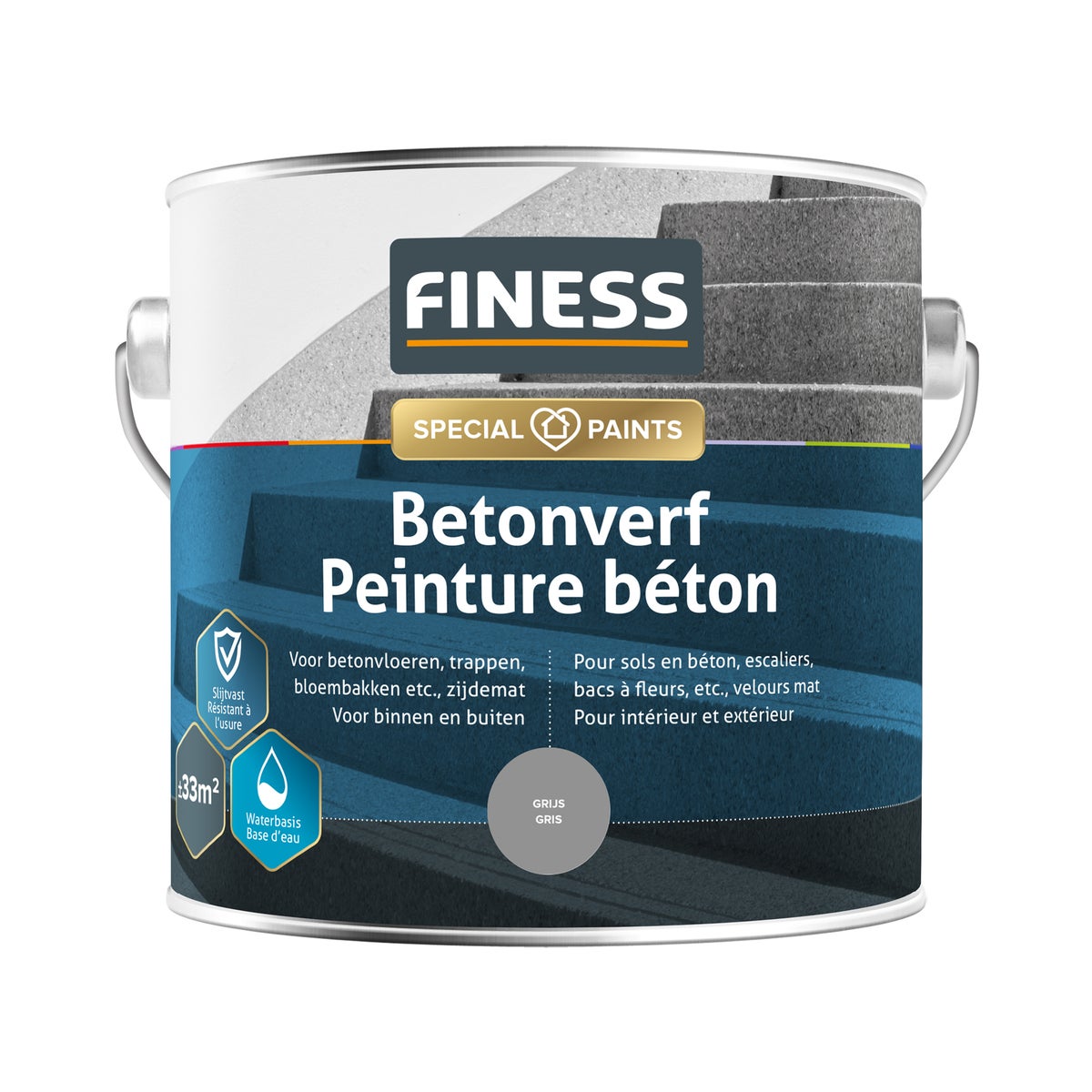 Betonverf acryl grijs 1457 2.5L Finess Betonverf acryl grijs 1457 2.5L Finess