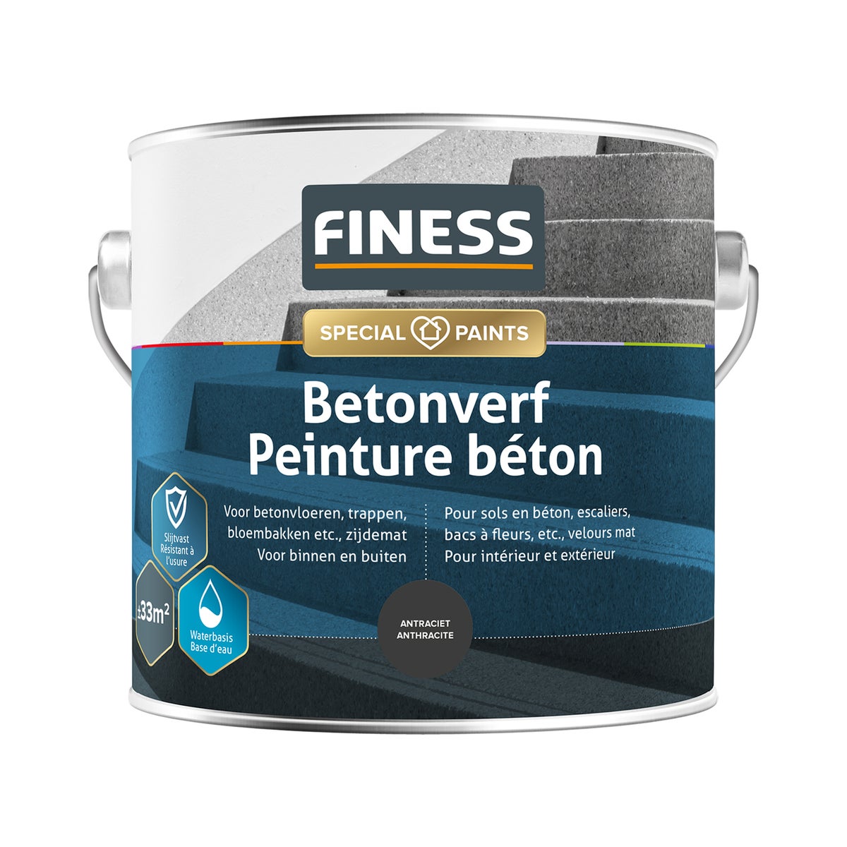 Betonverf acryl antraciet 1454 2.5L Finess Betonverf acryl antraciet 1454 2.5L Finess
