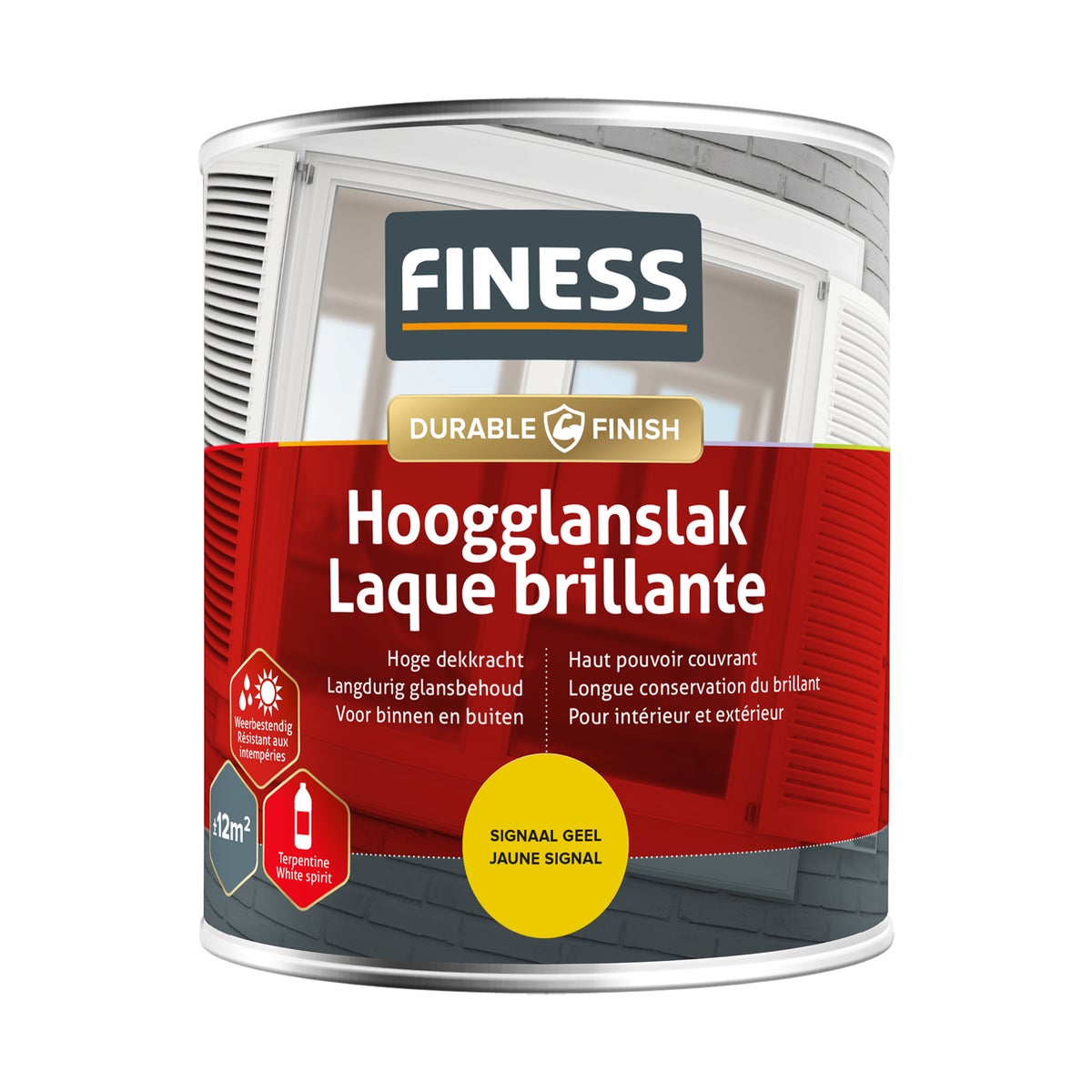 Hoogglans signaal geel 1423 750 ml Finess Hoogglans signaal geel 1423 750 ml Finess