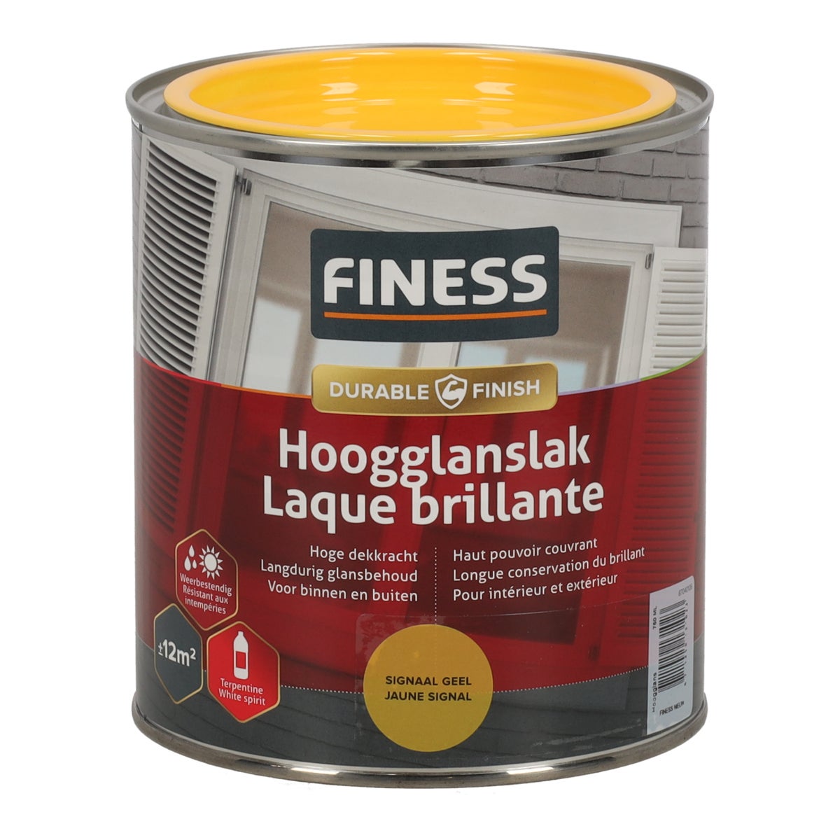 Hoogglans signaal geel 1423 750 ml Finess Hoogglans signaal geel 1423 750 ml Finess