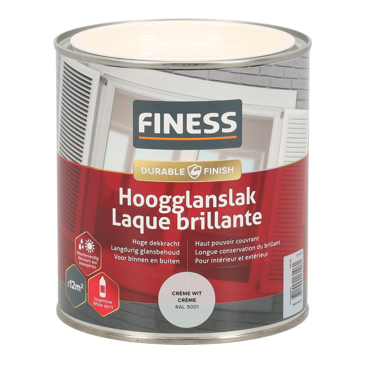 Hoogglans crème wit 750 ml 14204 Finess Hoogglans crème wit 750 ml 14204 Finess