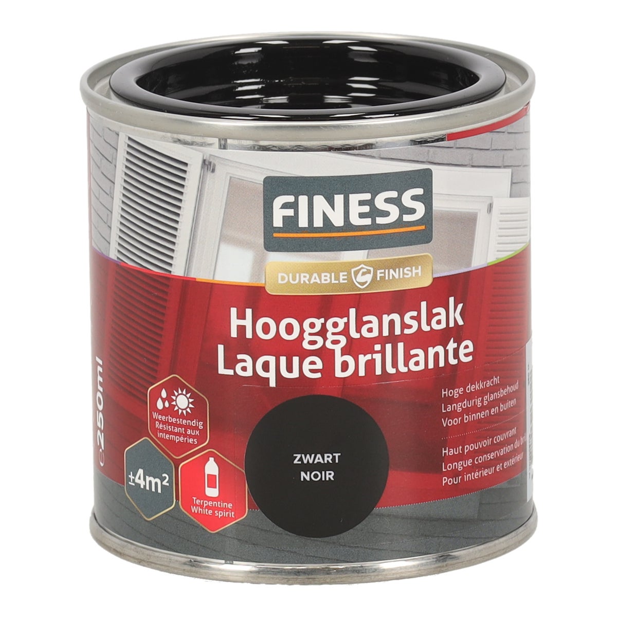 Hoogglans zwart 1428 250 ml Finess Hoogglans zwart 1428 250 ml Finess