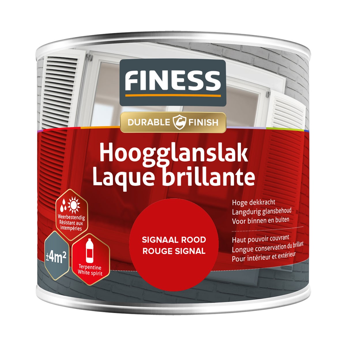 Hoogglans signaal rood 1431 250 ml Finess Hoogglans signaal rood 1431 250 ml Finess