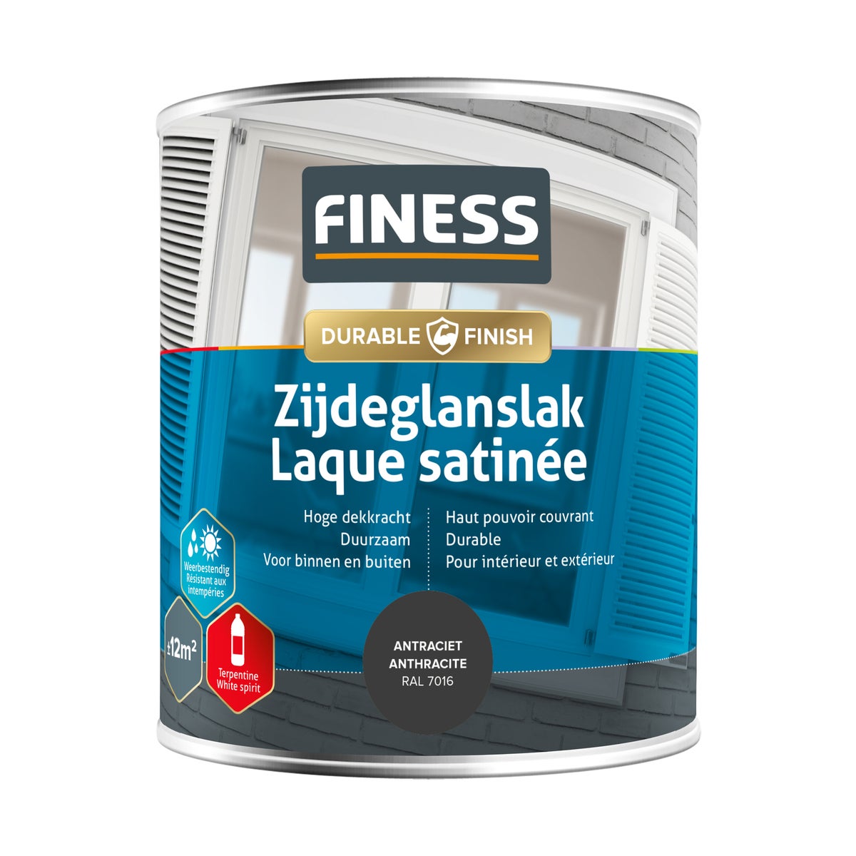 Zijdeglans antraciet 14203 750ml Finess Zijdeglans antraciet 14203 750ml Finess