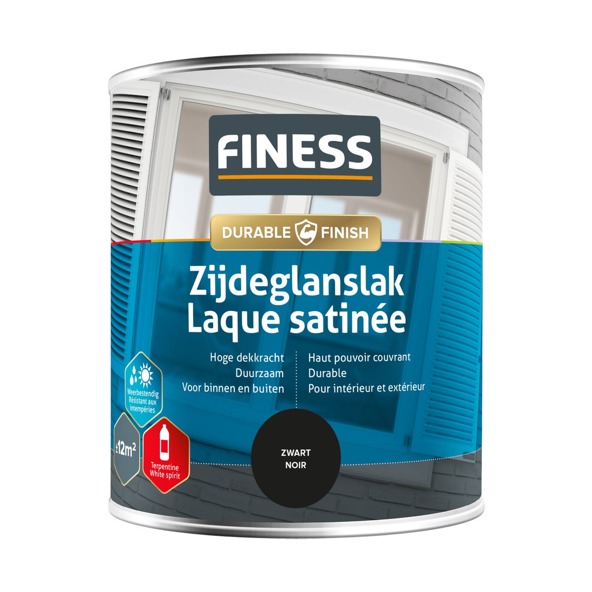 Zijdeglans zwart 1428 750 ml Finess Zijdeglans zwart 1428 750 ml Finess