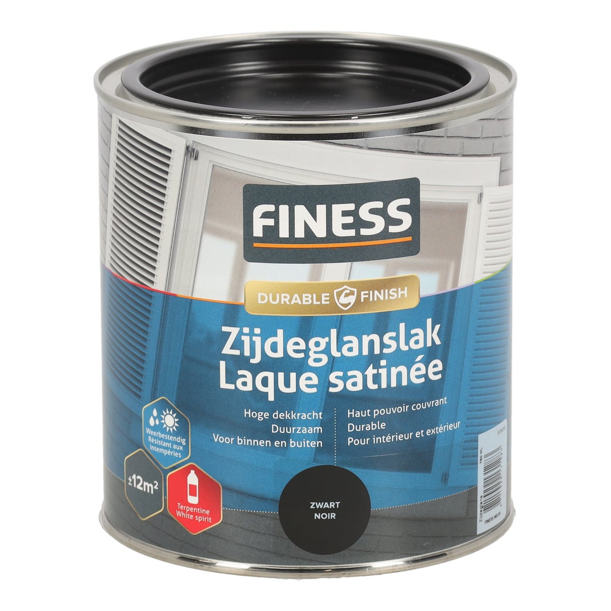 Zijdeglans zwart 1428 750 ml Finess Zijdeglans zwart 1428 750 ml Finess