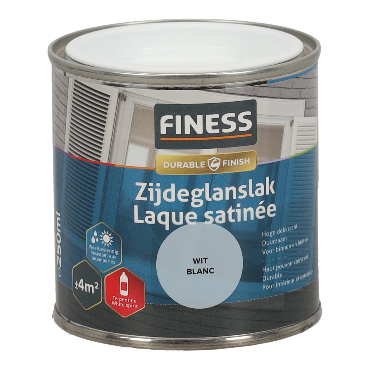 Zijdeglans wit 1410 250 ml Finess Zijdeglans wit 1410 250 ml Finess