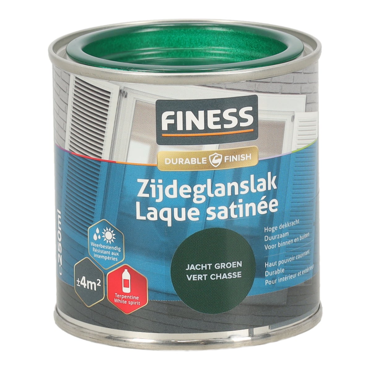 Zijdeglans jacht groen 1438 250ml Finess Zijdeglans jacht groen 1438 250ml Finess