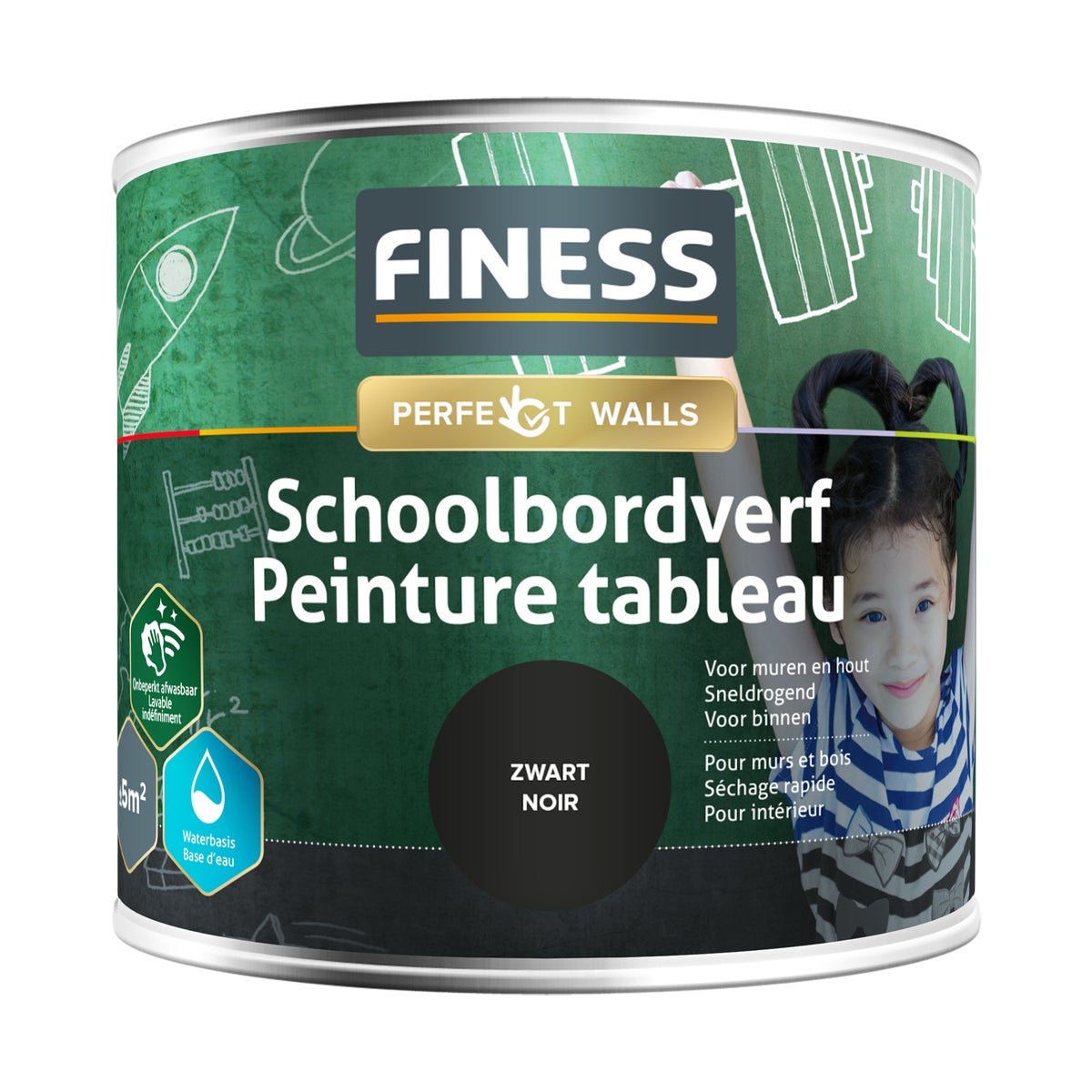 Schoolbordverf zwart 1428 500 ml Finess Schoolbordverf zwart 1428 500 ml Finess