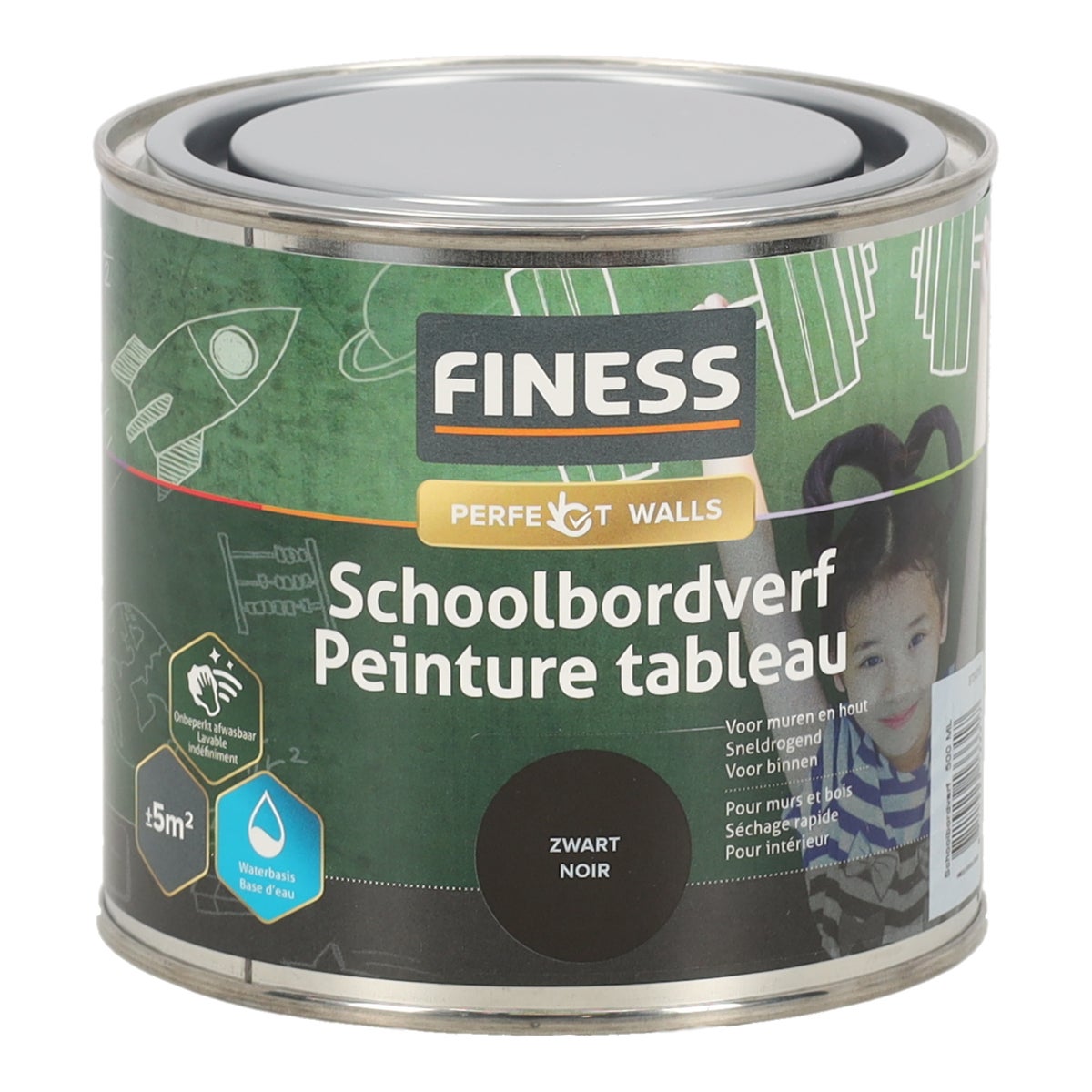 Schoolbordverf zwart 1428 500ml Finess Schoolbordverf zwart 1428 500ml Finess